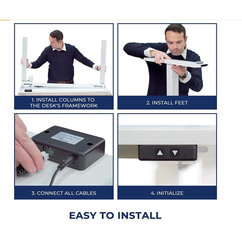 Electric Height Adjustable Desk Home Office Particle Board Desk - Black