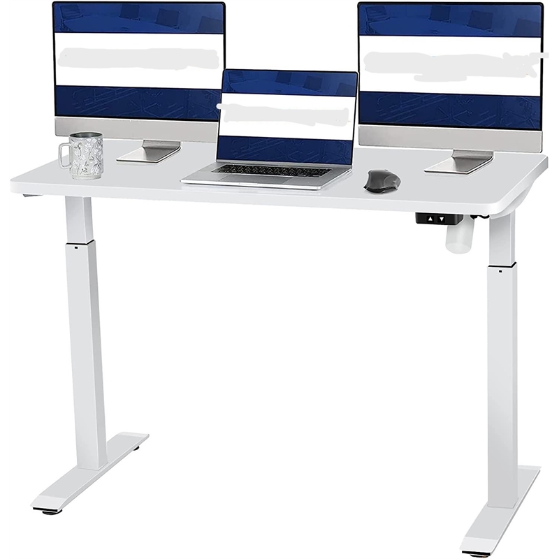 Electric Height Adjustable Desk Home Office Particle Board Desk - White