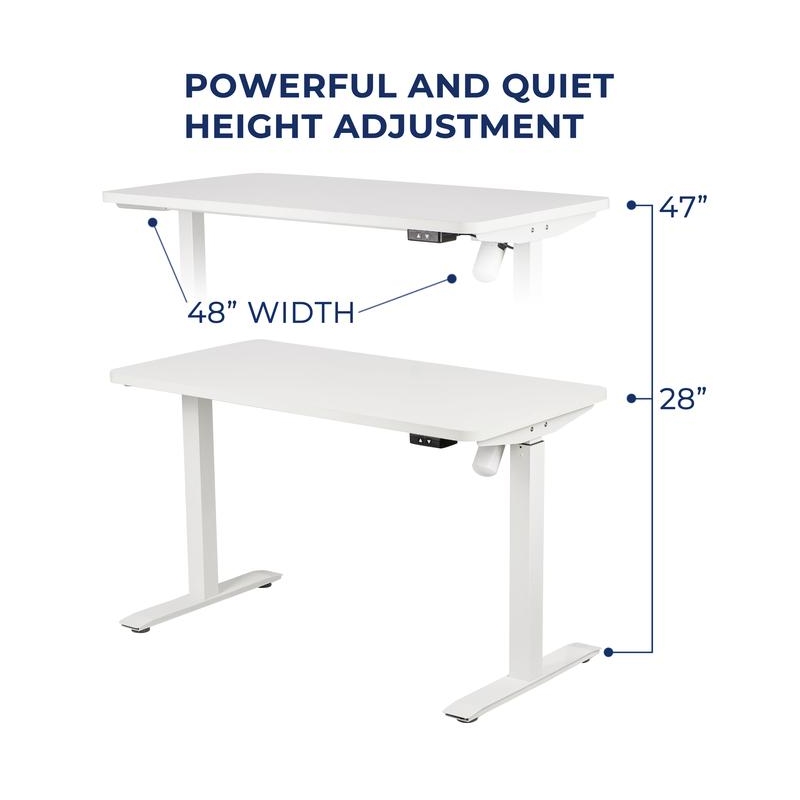 Electric Height Adjustable Desk Home Office Particle Board Desk - White