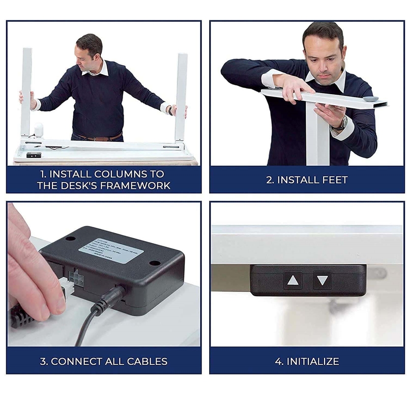 Electric Height Adjustable Desk Home Office Particle Board Desk - White