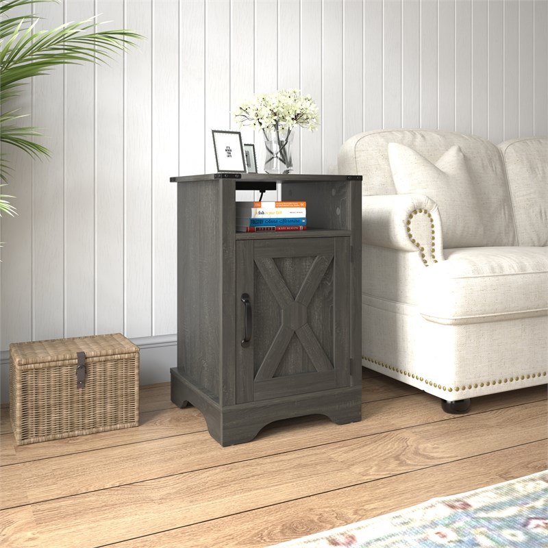 Moootto Engineered Wood Nightstand Side End Table in Dark Gray