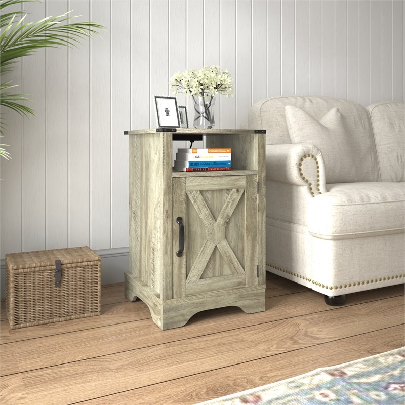 Moootto Engineered Wood Nightstand Side End Table in Light Gray