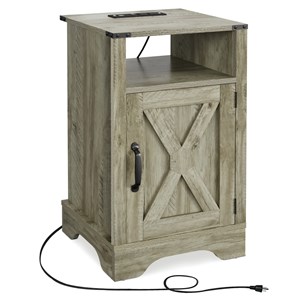 Moootto Engineered Wood Nightstand Side End Table in Light Gray