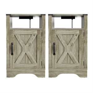 Moootto Engineered Wood Nightstand Side End Table in Light Gray (Set of 2)