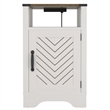 Farmhouse Nightstand Side End Table with Charging Station - White & Rustic