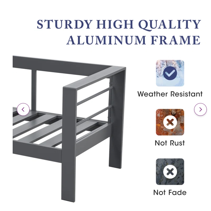 Moootto 4-Piece Outdoor Modern Aluminum & Fabric Conversation Set in Dark Gray