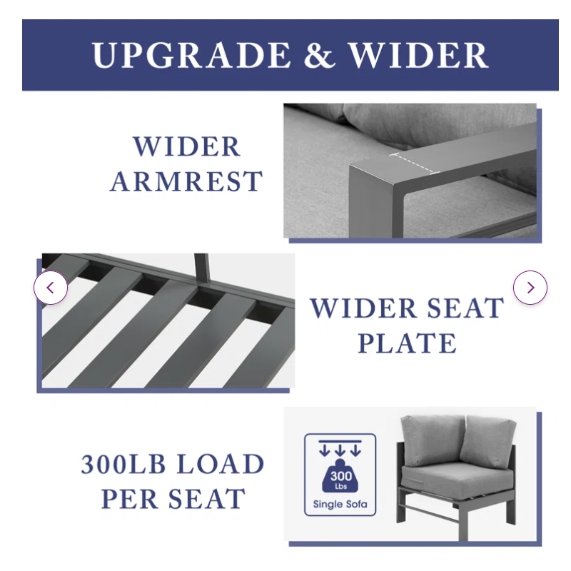 Moootto 4-Piece Outdoor Modern Aluminum & Fabric Conversation Set in Dark Gray