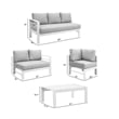 Moootto 4-Piece Outdoor Modern Aluminum & Fabric Conversation Set in Light Gray
