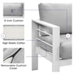 Moootto 4-Piece Outdoor Modern Aluminum & Fabric Conversation Set in Light Gray