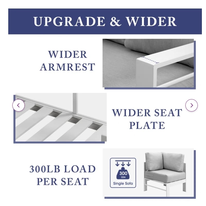 Moootto 4-Piece Outdoor Modern Aluminum & Fabric Conversation Set in Light Gray