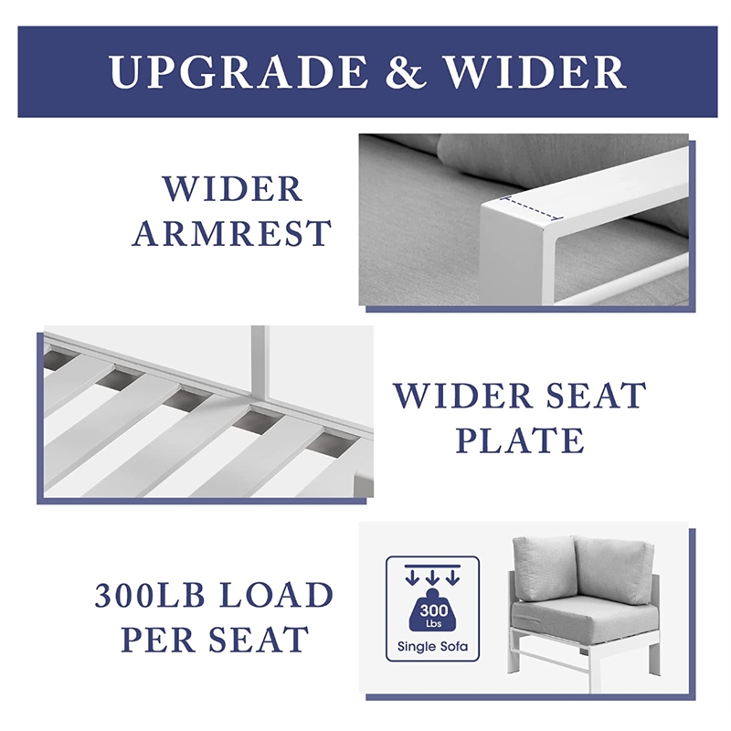 Moootto 6-Piece Outdoor Modern Aluminum & Fabric Dining Set in Light Gray