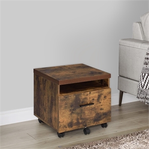 wooden file cabinet in weathered oak with 1-drawer