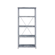 5 Wooden Tiers Rectangular Bookshelf in Gray and Silver