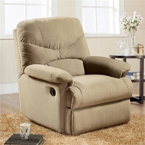 upholstered massage chairs motion recliner in beige microfiber