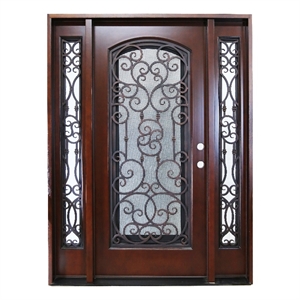 KaMic 60 x 80&quot Swing Left-Hand Polyurethane Exterior Single Door in Dark Walnut