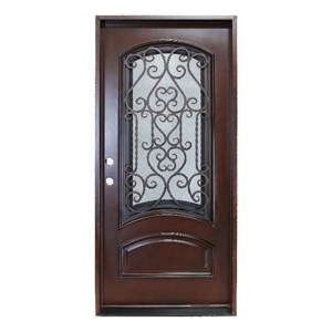 KaMic 36 x 80&quot Swing Right-Hand Polyurethane Exterior Single Door in Dark Walnut