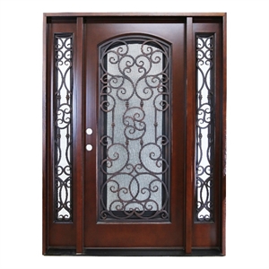 KaMic 60 x 80&quot Swing Right-Hand Polyurethane Exterior Single Door in Dark Walnut