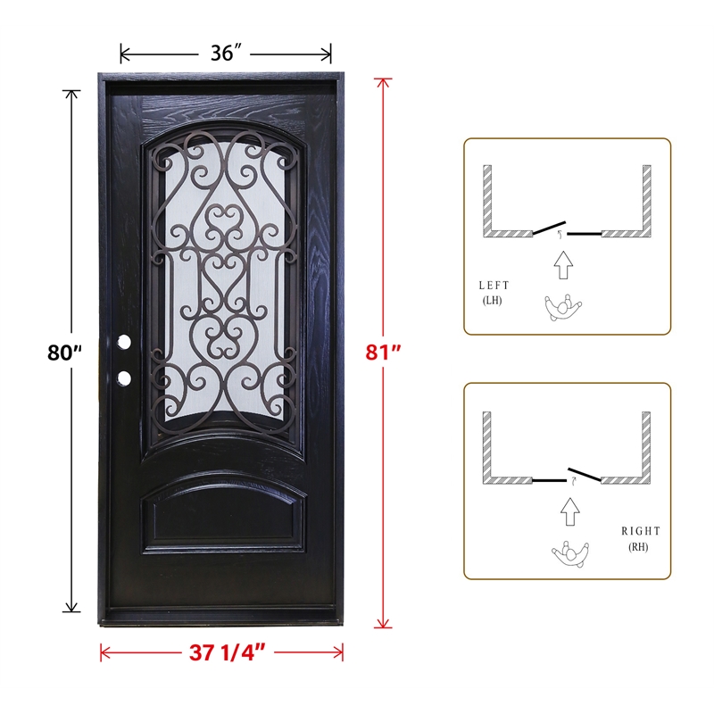 KaMic Polyurethane Swing Exterior Door with Right-Hand in Espresso