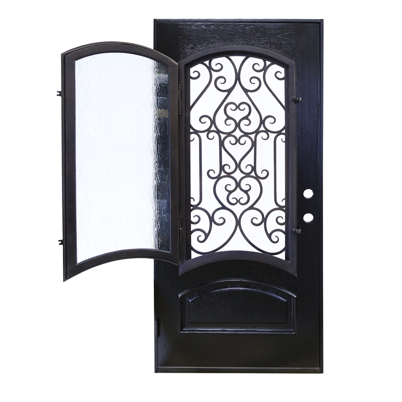 KaMic Polyurethane Swing Exterior Door with Right-Hand in Espresso