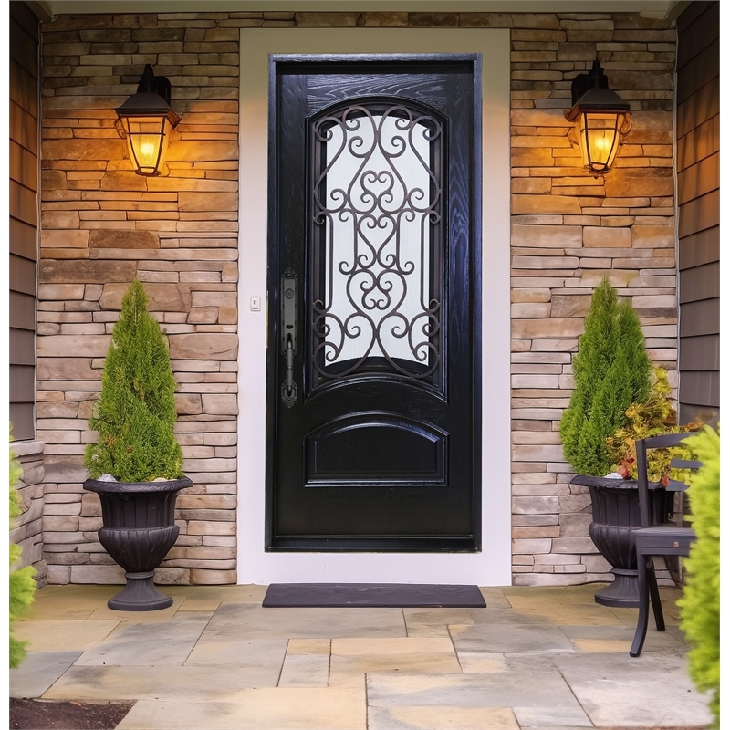 KaMic Polyurethane Swing Exterior Door with Right-Hand in Espresso