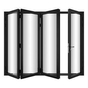 120&quot x 96&quot 4 Panels Alumnium Folding Door In Black Folded Out From Right To Left