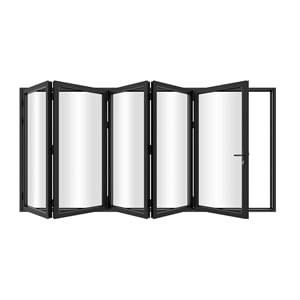144&quot x 80&quot 5 Panels Alumium Folding Door In Black Folded Out From Right To Left