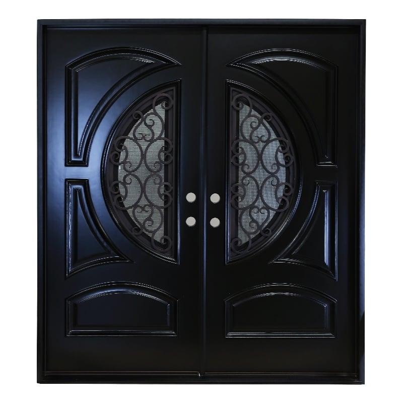 KaMic Polyurethane Swing Exterior Door with Left-Hand Double Inward in Espresso
