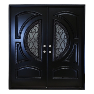 KaMic Polyurethane Swing Exterior Door with Left-Hand Double Inward in Espresso