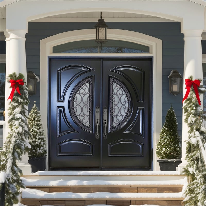 KaMic Polyurethane Swing Exterior Door with Left-Hand Double Inward in Espresso