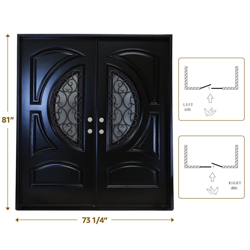 KaMic Polyurethane Swing Exterior Door with Left-Hand Double Inward in Espresso