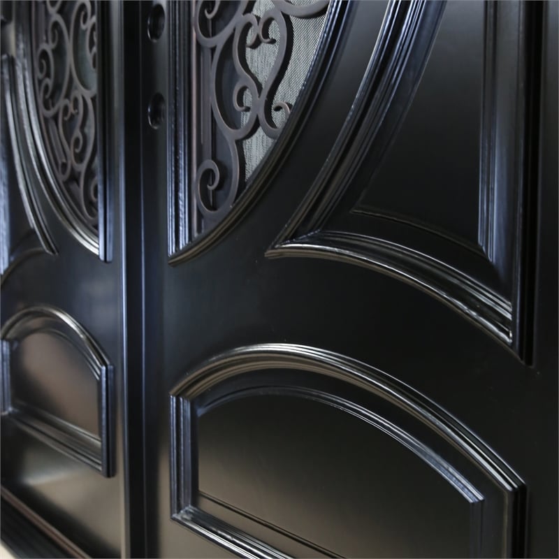 KaMic Polyurethane Swing Exterior Door with Left-Hand Double Inward in Espresso