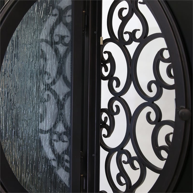 KaMic Polyurethane Swing Exterior Door with Right-Hand Double Inward in Espresso