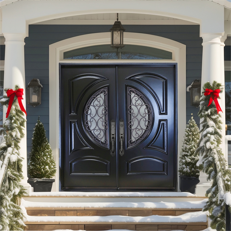 KaMic Polyurethane Swing Exterior Door with Right-Hand Double Inward in Espresso