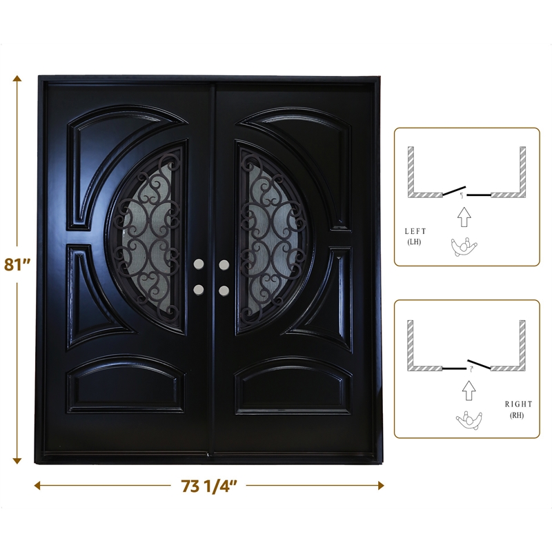 KaMic Polyurethane Swing Exterior Door with Right-Hand Double Inward in Espresso