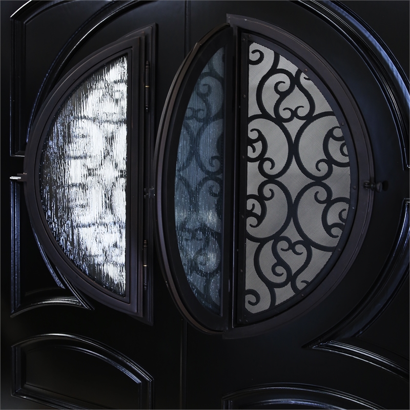 KaMic Polyurethane Swing Exterior Door with Right-Hand Double Inward in Espresso
