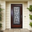 KaMic Polyurethane Swing Door with Left-Hand Single Inward in Dark Walnut