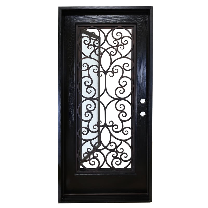 KaMic Polyurethane Swing Exterior Door with Left-Hand Single Inward in Espresso