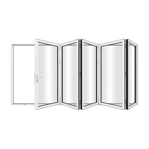 144&quot x 96&quot Contemporary Glass & Aluminum Folding Door with 5 Panels in White