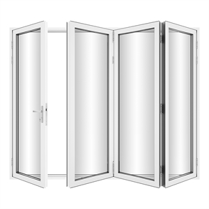 120&quot x 96&quot Contemporary Glass & Aluminum Folding Door with 4 Panels in White