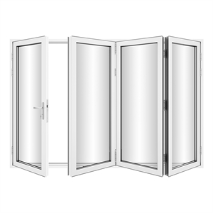 120&quot x 80&quot Contemporary Aluminum & Glass Folding Door with 4 Panels in White