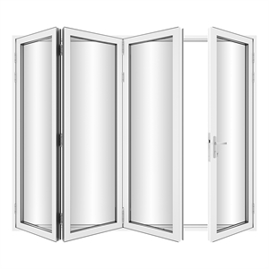120&quot x 96&quot Contemporary Aluminum & Glass Folding Door with 4 Panels in White