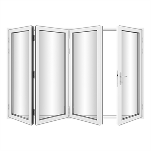 120&quot x 80&quot Contemporary Glass & Aluminum Folding Door with 4 Panels in White