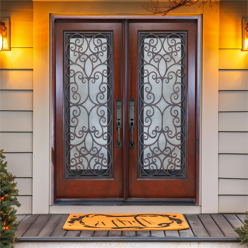 KaMic Polyurethane Swing Door with Right-Hand Double Inward in Dark Walnut