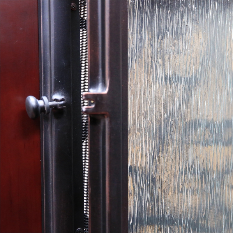 KaMic Polyurethane Swing Door with Right-Hand Double Inward in Dark Walnut