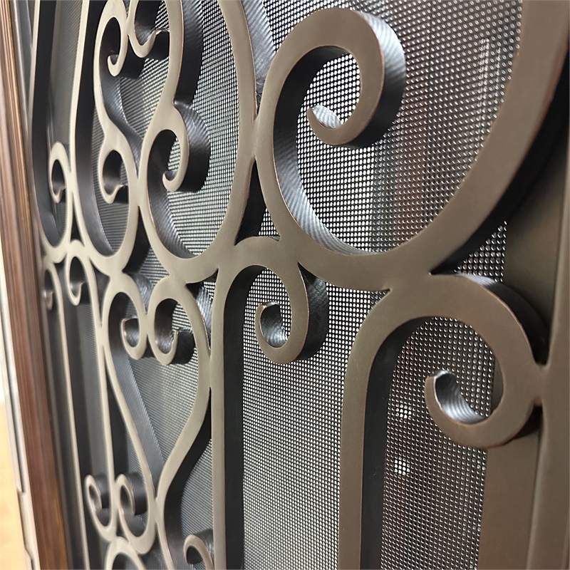 KaMic Polyurethane Swing Door with Right-Hand Double Inward in Dark Walnut