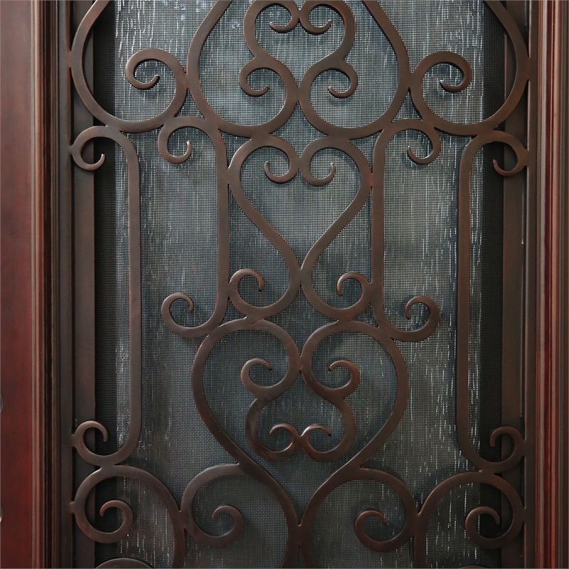 KaMic Polyurethane Swing Door with Left-Hand Double Inward in Dark Walnut