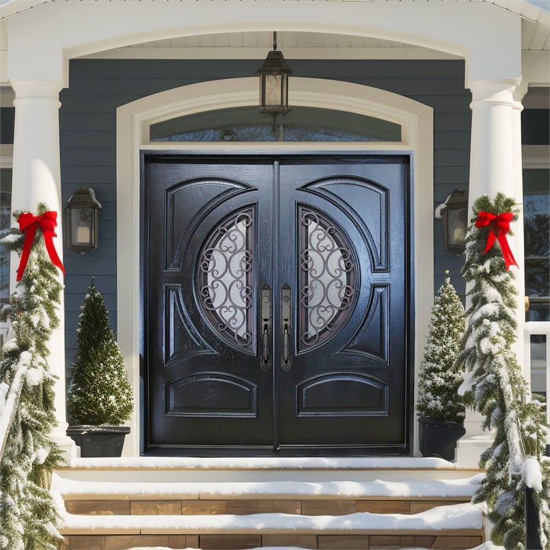KaMic Polyurethane Swing Exterior Door with Right-Hand Double Inward in Espresso