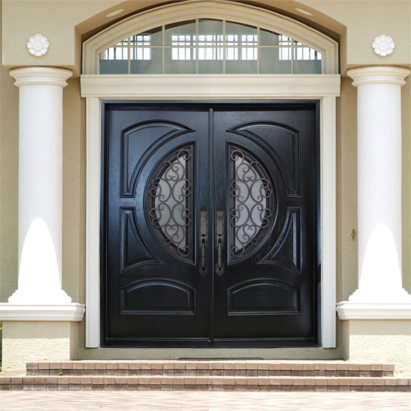 KaMic Polyurethane Swing Exterior Door with Right-Hand Double Inward in Espresso