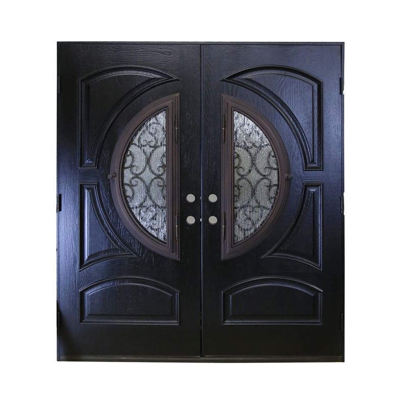 KaMic Polyurethane Swing Exterior Door with Right-Hand Double Inward in Espresso