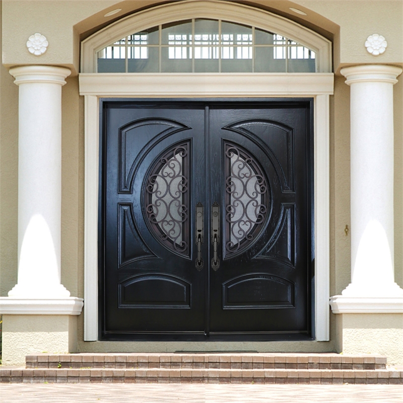 KaMic Polyurethane Swing Exterior Door with Left-Hand Double Inward in Espresso